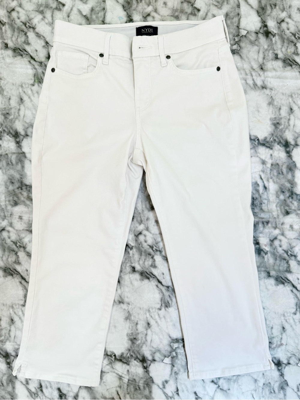 NYDJ White Waist Match slim Crop Straight Jeans XS